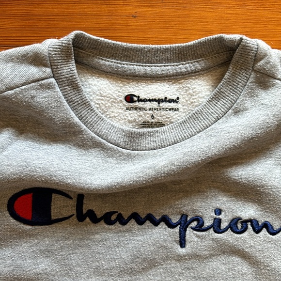 Little boys Champion Powerblend Crewneck Sweatshirt, Classic Script size 6 - Picture 3 of 4